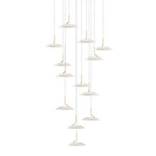  RYP-C13-SW-MWG - Royyo Pendant (Circular with 13 pendants), Matte White with Gold accent, Matte White Canopy